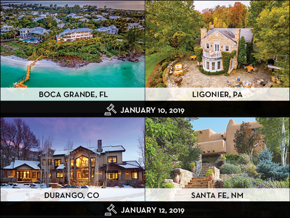 Seller Lists Four Luxury Homes For Auction in a Single Week; Combined Valuation Equals $46 Million