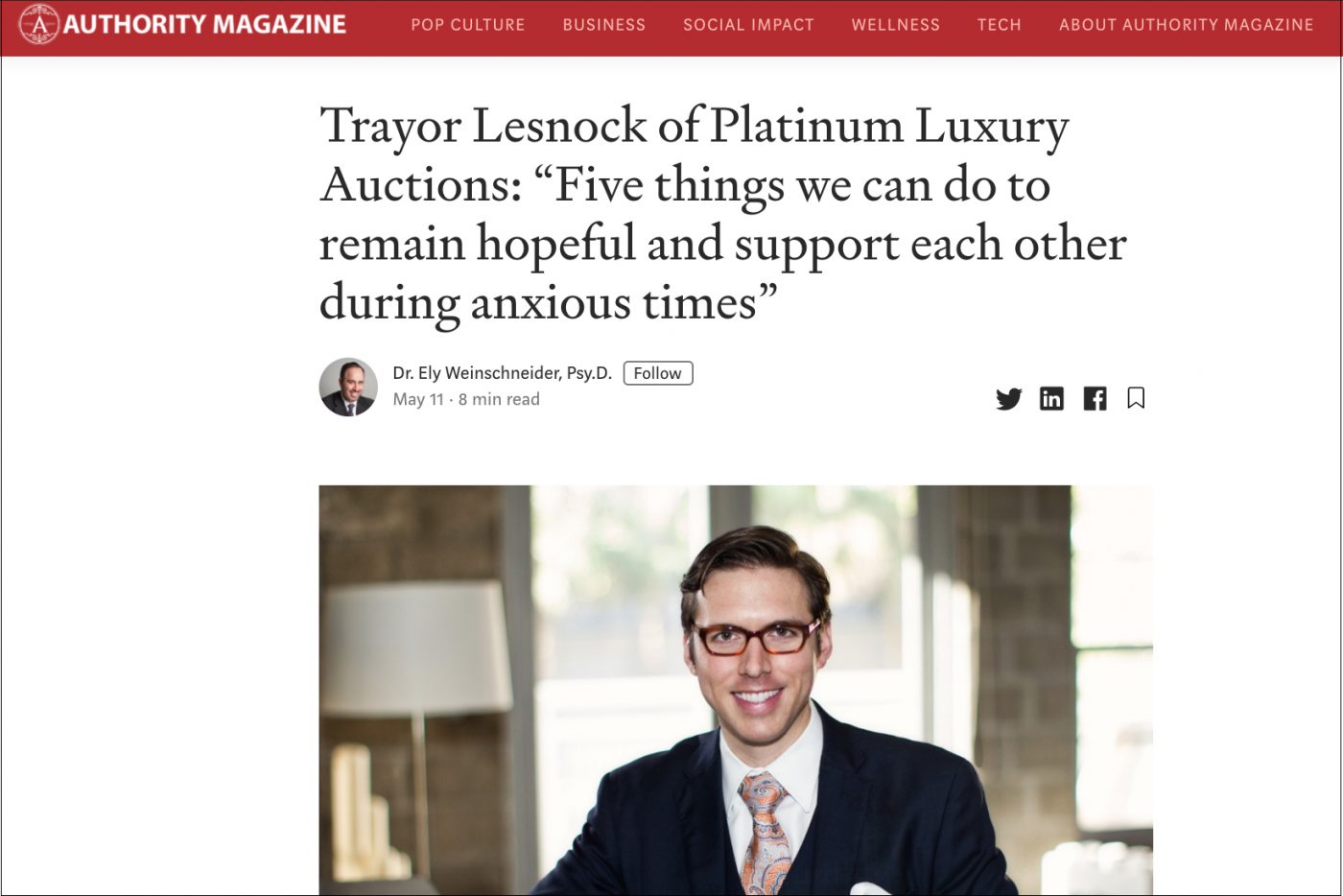 Trayor Lesnock of Platinum Luxury Auctions: Authority Magazine Interview