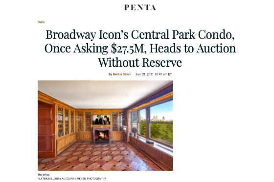 Barron’s Penta Features Platinum’s Fifth Ave Condominium on Manhattan’s Upper East Side